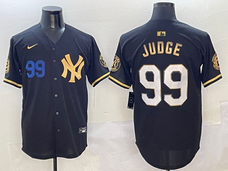 Men New York Yankees #99 Judge Black Gold Five generations Nike 2025 MLB Jersey style 6->new york yankees->MLB Jersey